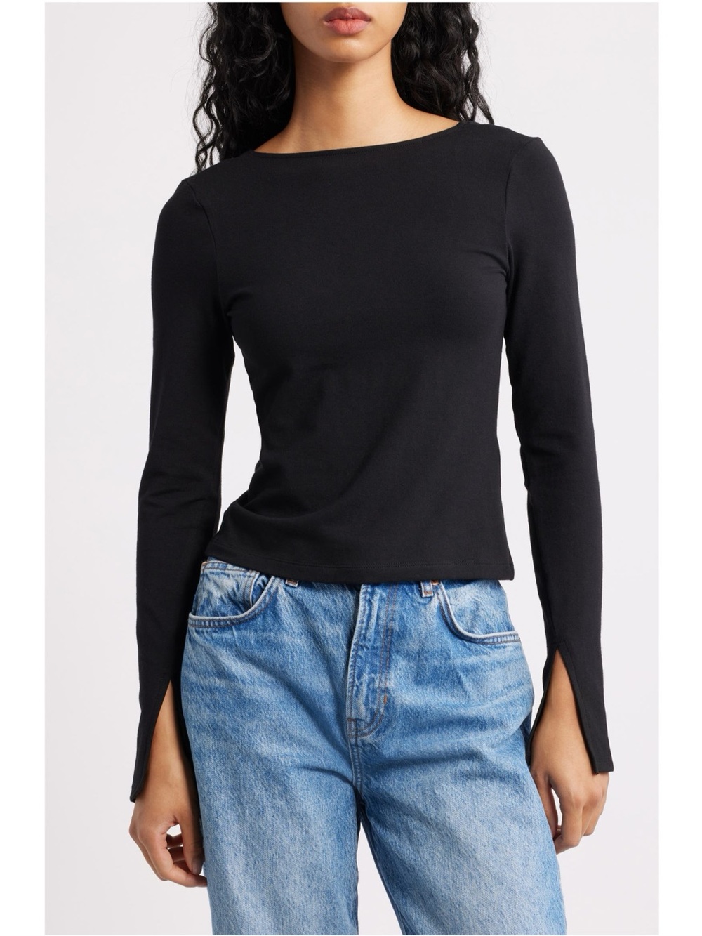 Madewell Ballet Scoop Back Long Sleeve Tee Top Women Size Small Black Shirt New